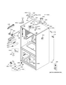 Case Parts Diagram and Parts List for  General Electric Refrigerator