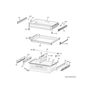 Freezer Shelves Diagram and Parts List for  General Electric Refrigerator
