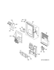 Ice Maker And Dispenser Diagram and Parts List for  General Electric Refrigerator