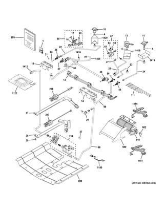 Gas & Burner Parts Diagram and Parts List for  General Electric Range
