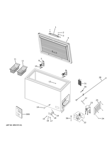 Freezer Diagram and Parts List for  General Electric Freezer