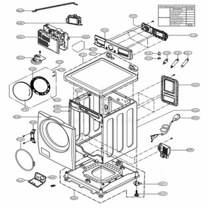 Cabinet And Control Panel Assembly Diagram and Parts List for ABWEVUS LG Washer