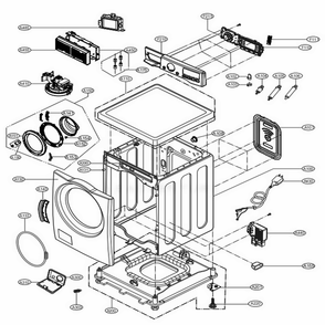 Cabinet And Control Panel Assembly Diagram and Parts List for ASSEUUS LG Washer