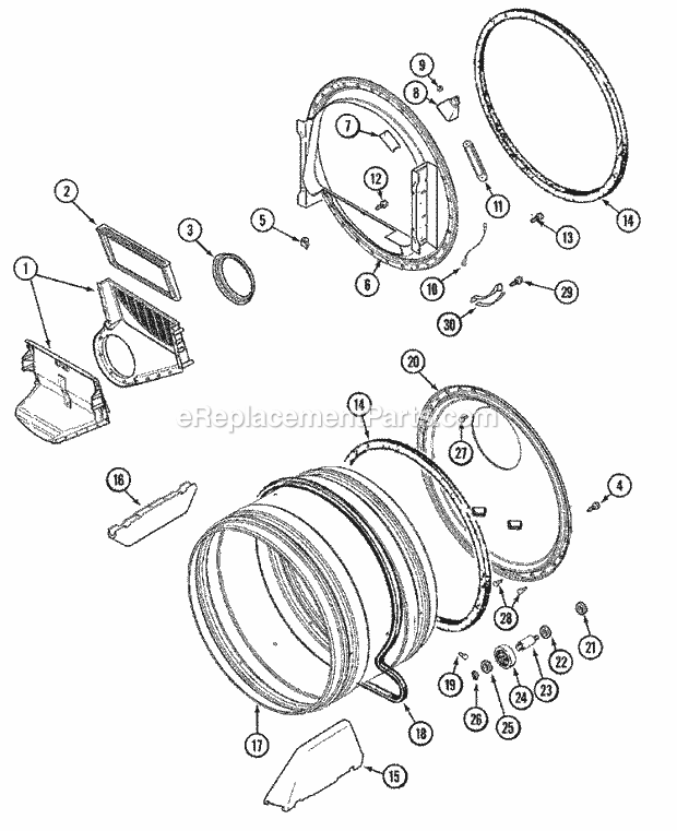 TUMBLER Diagram and Parts List for  Maytag Dryer