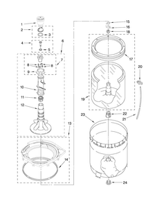 Agitator, Basket And Tub Parts Diagram and Parts List for  Maytag Washer