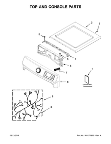 Top And Console Parts Diagram and Parts List for  Maytag Dryer