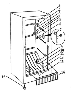 Freezer Compartment Diagram and Parts List for  Crosley Freezer