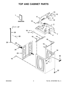Top And Cabinet Parts 1 Diagram and Parts List for  Maytag Washer