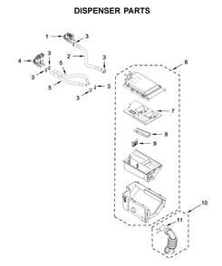 Dispenser Parts Diagram and Parts List for  Maytag Washer
