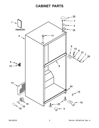Cabinet Parts Diagram and Parts List for  Maytag Refrigerator