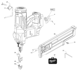 Fig-0 Diagram and Parts List for K82A Milwaukee Nailer