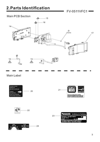 02 Main Pcb Section And Labels Diagram and Parts List for  Panasonic Bath & Ventilation Fan