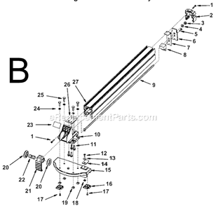Page B Diagram and Parts List for  Ridgid Table Saw