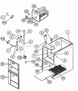 Exploded View Diagram and Parts List for  Ruud Furnace