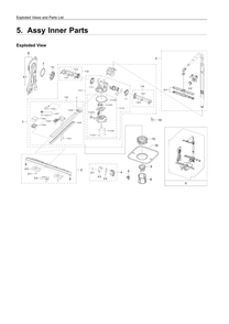 Inner Parts Assembly Diagram and Parts List for AA-01 Samsung Dishwasher