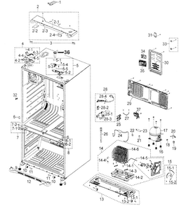 Cabinet Diagram and Parts List for XAA Samsung Refrigerator