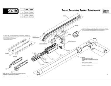 Diagram Diagram and Parts List for 6W0003N Senco Screwdriver
