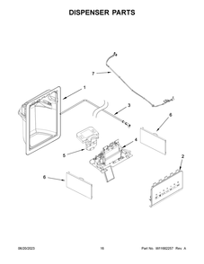 Dispenser Parts Diagram and Parts List for  Whirlpool Refrigerator