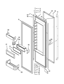 Refrigerator Door Parts Diagram and Parts List for  KitchenAid Refrigerator