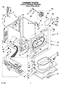 CABINET PARTS Diagram and Parts List for  Whirlpool Dryer