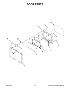 Door Parts Diagram and Parts List for  Whirlpool Dryer