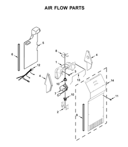 Air Flow Parts Diagram and Parts List for  Whirlpool Refrigerator
