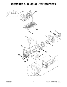 10 - Icemaker And Ice Container Parts Diagram and Parts List for  Whirlpool Refrigerator