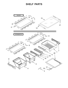 Shelf Parts Diagram and Parts List for  Whirlpool Refrigerator