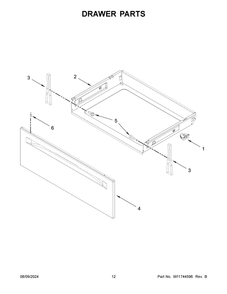 07 - Drawer Parts Diagram and Parts List for  Whirlpool Range