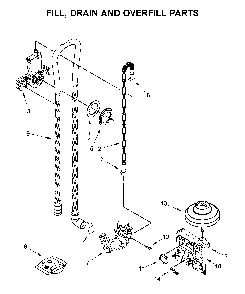 Fill, drain and overfill parts Diagram and Parts List for  Whirlpool Dishwasher