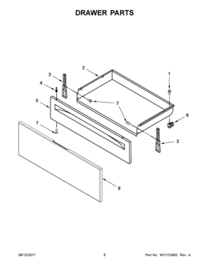 05 - DRAWER PARTS Diagram and Parts List for  Whirlpool Range