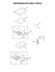 Refrigerator Shelf Parts Diagram and Parts List for  KitchenAid Refrigerator