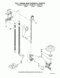 FILL, DRAIN AND OVERFILL PARTS Diagram and Parts List for  KitchenAid Dishwasher