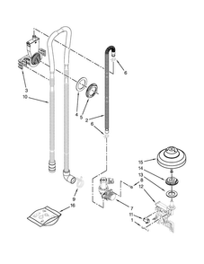 Fill, Drain And Overfill Parts Diagram and Parts List for  Whirlpool Dishwasher