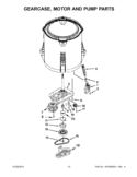 GEARCASE, MOTOR AND PUMP PARTS Diagram and Parts List for  Whirlpool Washer