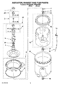 AGITATOR, BASKET AND TUB PARTS Diagram and Parts List for  Whirlpool Washer