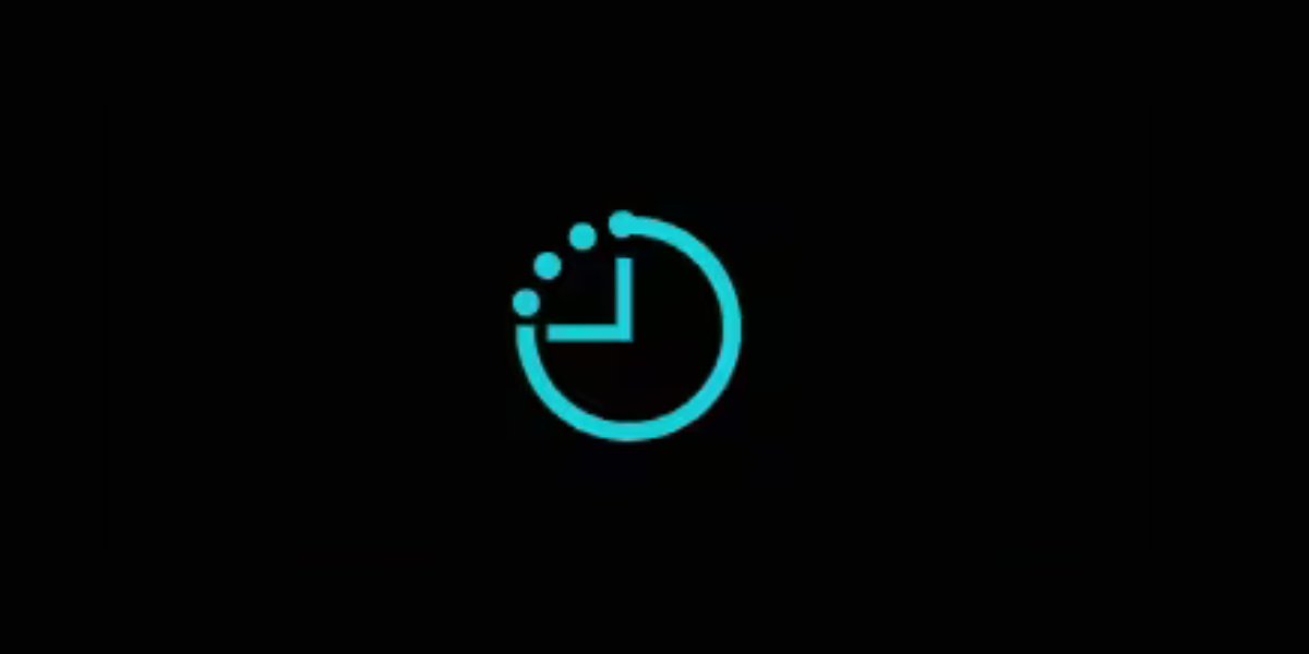 Blue icon of a clock against a black background