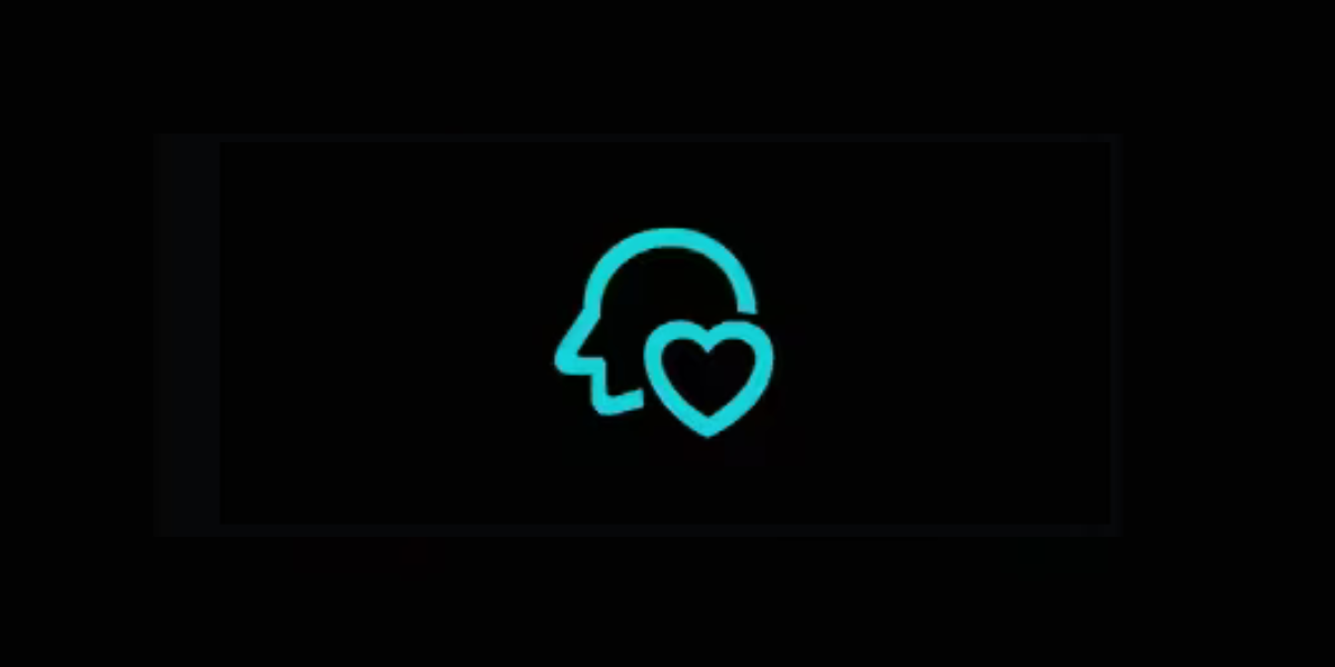 A blue heart icon in front of a face