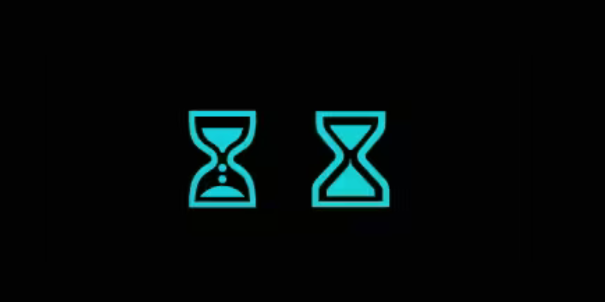 Two blue icons of an hourglass