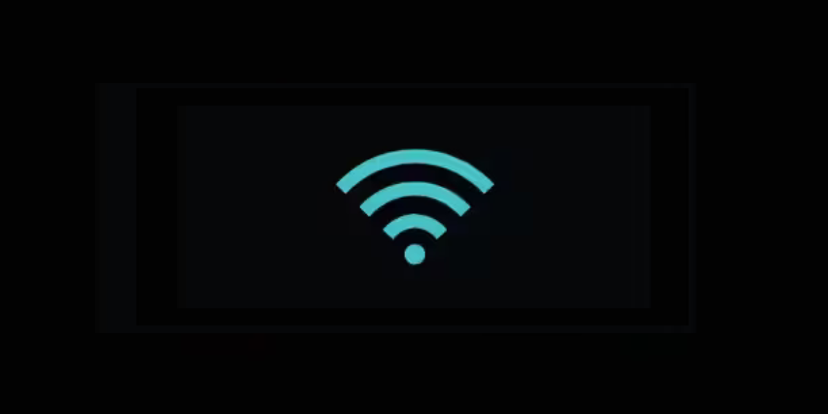 Blue wi-fi icon against a black background