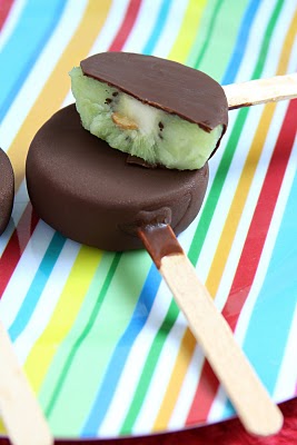 Chocolate Dipped Kiwi Popsicles